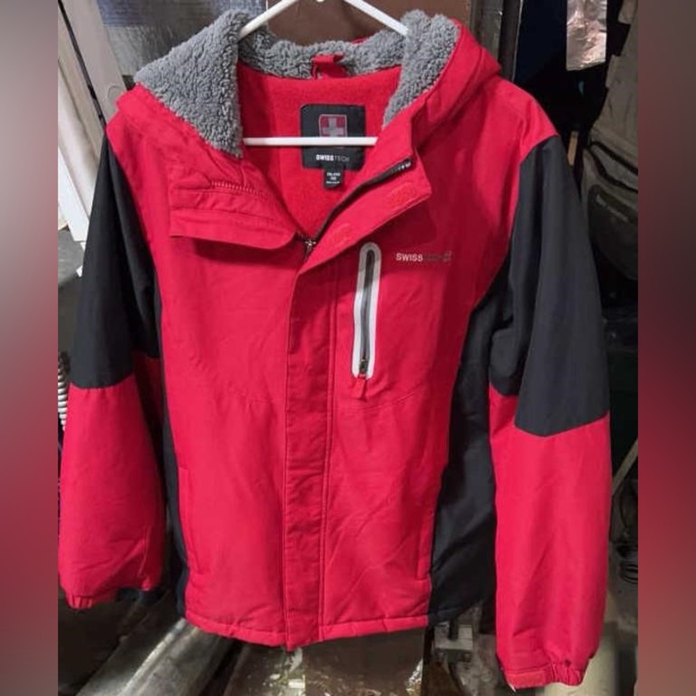 SWISS TECH Womens Winter HOODED COAT Jacket Red Black Size XXL (18)